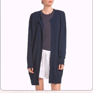 James Perse Cotton Crepe Cardigan in Navy Size 0 Extra Small